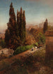 Vue depuis les hauteurs des jardins de la Villa Torlonia à Frascati, Rome - Oswald Achenbach — vy av konstverket