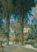 Vue de l'ambassade à Rome Partie de jardin avec deux cyprès - Othmar Brioschi — vy av konstverket
