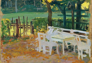 Otto Friedrich - Gartenwinkel vor Holzzaun und Wiese.webp