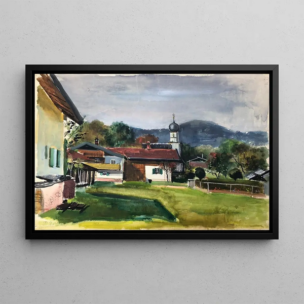 Village bavarois - Otto Geigenberger — inramlat konstverk på väggen
