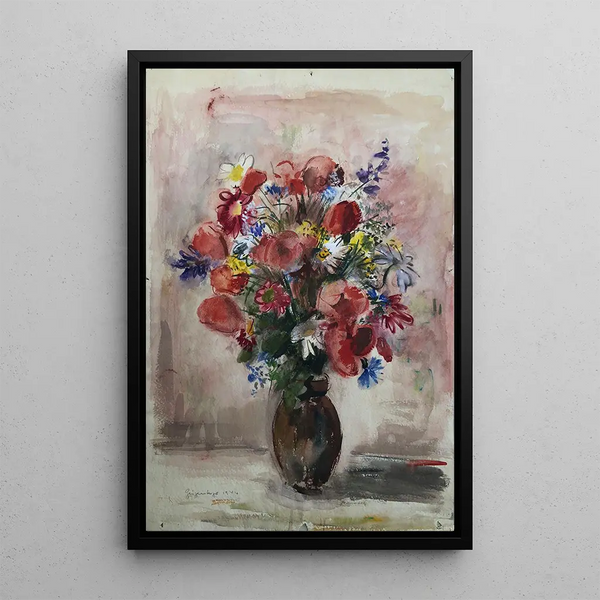 Bouquet de roses - Otto Geigenberger — inramlat konstverk på väggen