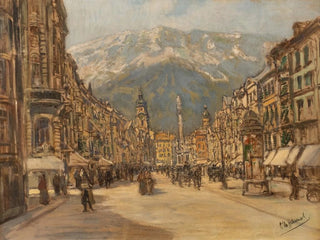 Vue d'Innsbruck sur la rue Marie-Thérèse - Otto Hamel — vy av konstverket