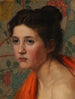 Tête d'étude féminine sur fond floral - Otto Heinrich Engel — vy av konstverket