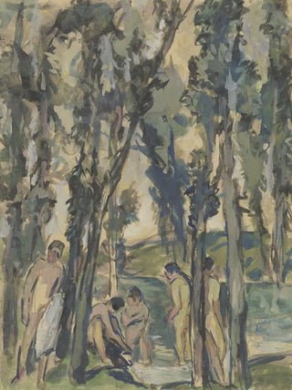 Otto Kopp - Forest stream with bathing people.webp
