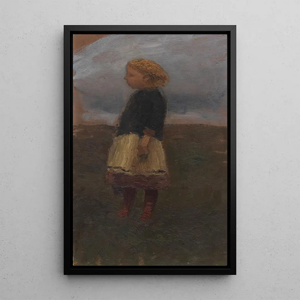 Flicka i landskapet - Otto Modersohn — inramlat konstverk på väggen