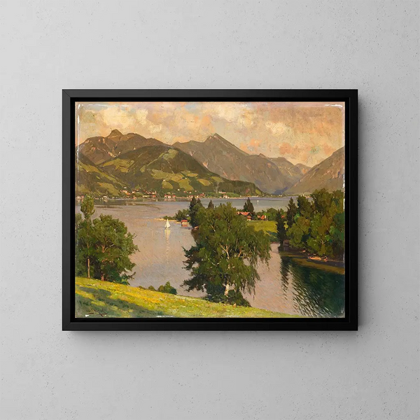 Vue sur le Tegernsee depuis l'ouest - Otto Strützel — inramlat konstverk på väggen