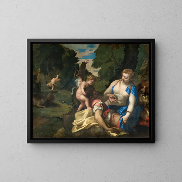 Venus gråtande Adonis - Paolo Véronèse — inramlat konstverk på väggen