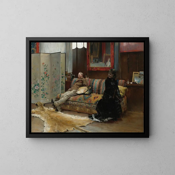Bouderie i Gustave Courtois verkstad - Pascal-Adolphe-Jean Dagnan-Bouveret — inramlat konstverk på väggen
