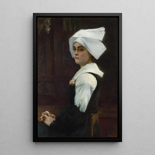 Fille bretonne - Pascal-Adolphe-Jean Dagnan-Bouveret — inramlat konstverk på väggen