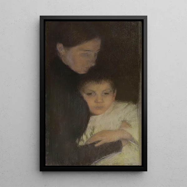 kvinna och barn - Pascal-Adolphe-Jean Dagnan-Bouveret — inramlat konstverk på väggen