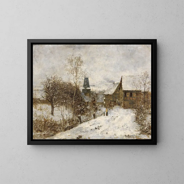 Oberweimar en hiver - Paul Baum — inramlat konstverk på väggen