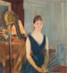 en sittande harpist med en fan - Paul César Helleu — vy av konstverket