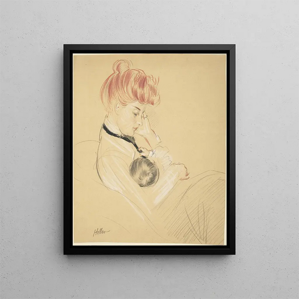 Paul Csar Helleu - Madame Helleu Cradling Paulette in Her Arms.webp