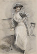 Madame Paris sittande på en bänk - Paul César Helleu — vy av konstverket