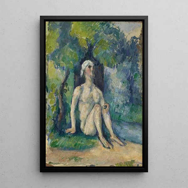 Badare sittande på vattnet - Paul Cézanne — inramlat konstverk på väggen