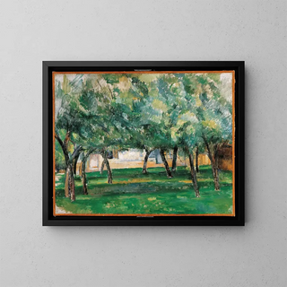en gård i Normandie omkring 1885-1886 - Paul Cézanne — inramlat konstverk på väggen