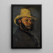Gustave Boyer född 1840 med en halmhatt - Paul Cézanne — inramlat konstverk på väggen