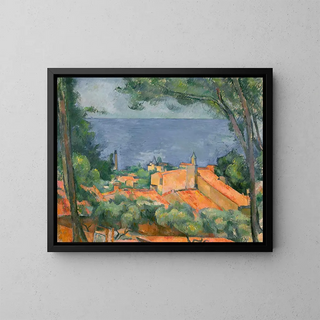L'Estaque aux toits rouges - Paul Cézanne — inramlat konstverk på väggen