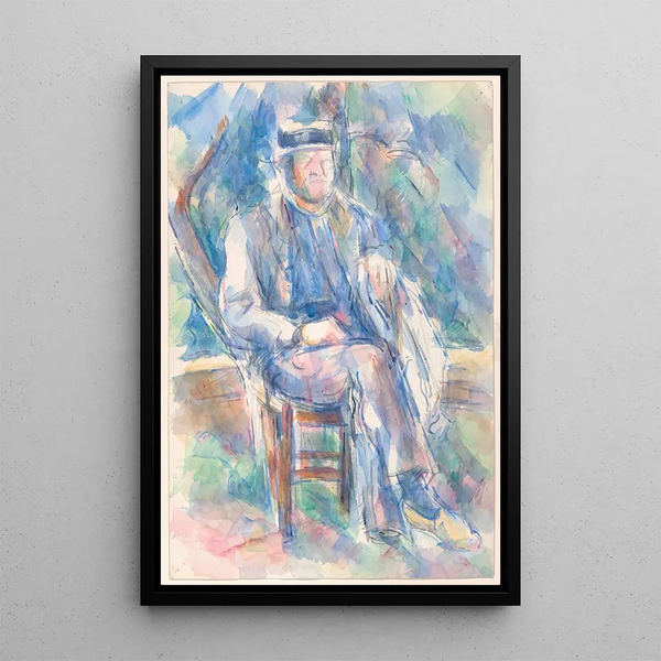 en man med en stråhatt - Paul Cézanne — inramlat konstverk på väggen