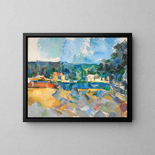 På flodstranden - Paul Cézanne — inramlat konstverk på väggen