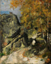 Rochers dans la forêt Fontainebleau - Paul Cézanne — vy av konstverket