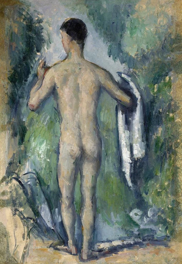 badande kvinna stående sedd bakifrån - Paul Cézanne — inramlat konstverk på väggen