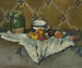 naturtavla med en kruka, en kopp och äpplen - Paul Cézanne — vy av konstverket