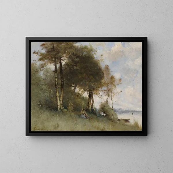 Bords de la Seine à Mantes - Paul Désiré Trouillebert — inramlat konstverk på väggen