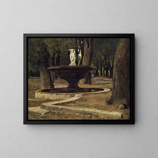 Fontaine i Villa Borghèse-parken i Rom - Paul Flickel — inramlat konstverk på väggen