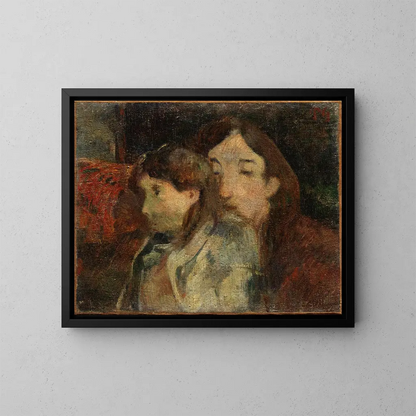Figurer i ett inre - Paul Gauguin — inramlat konstverk på väggen
