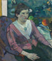 kvinna framför ett stilleben av Cézanne - Paul Gauguin — vy av konstverket