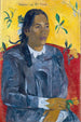 en kvinna med en blomma - Paul Gauguin — vy av konstverket