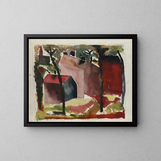 Hus - Paul Gauguin — inramlat konstverk på väggen