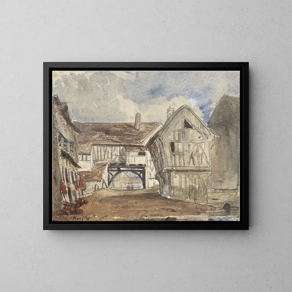 Vue de Honfleur - Paul Huet — inramlat konstverk på väggen