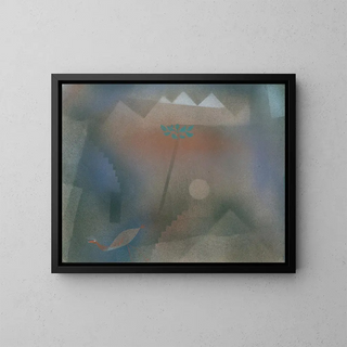 Fågel som flyr bort - Paul Klee — inramlat konstverk på väggen