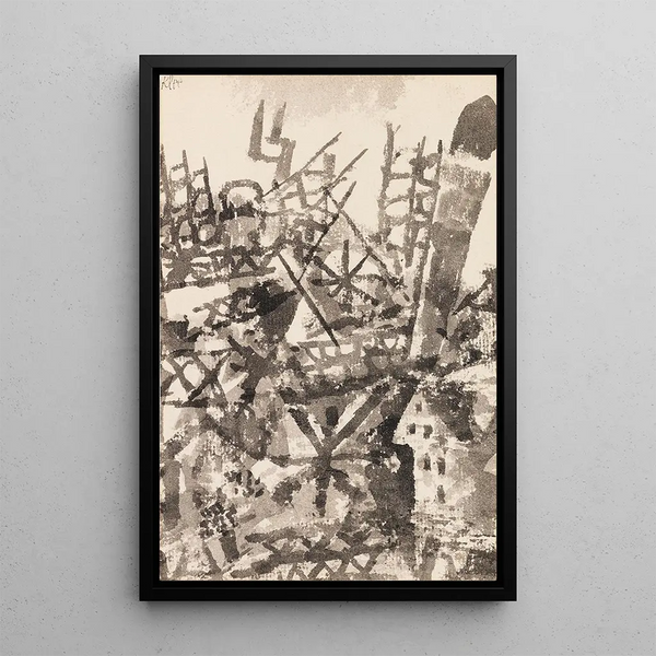 La guerre traverse une localité - Paul Klee — inramlat konstverk på väggen