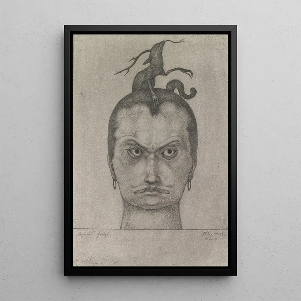Tête Menaçante - Paul Klee — inramlat konstverk på väggen