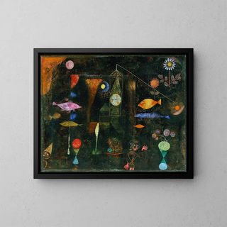 Magie des poissons - Paul Klee — inramlat konstverk på väggen