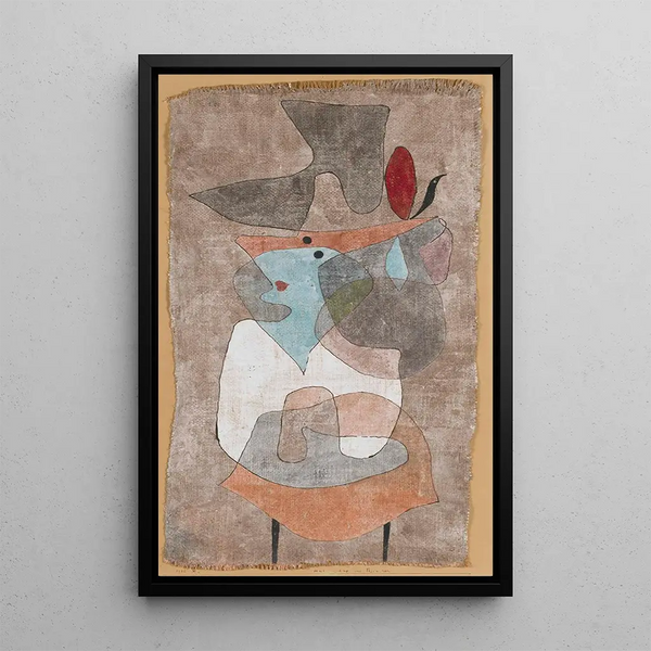 Dame au Chapeau et Petite Table - Paul Klee — inramlat konstverk på väggen