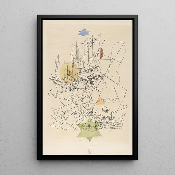Hopp och Förstörelse - Paul Klee — inramlat konstverk på väggen