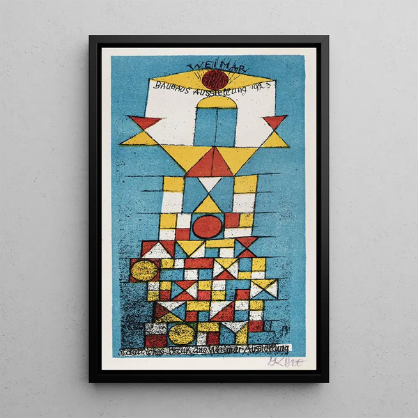 vykort tillägnad utställningen av den framstående personen på Bauhaus - Paul Klee — inramlat konstverk på väggen