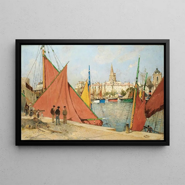 Le Port de La Rochelle - Paul Lecomte — inramlat konstverk på väggen