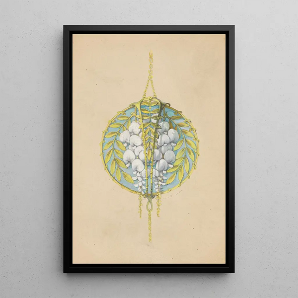 Paul Louchet - Ontwerp voor een hanger met bloemtakken van de witte wisteria van gemailleerd goud.webp