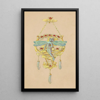 Paul Louchet - Ontwerp voor een hanger met een vrouw met libellenvleugels van goud robijnen opalen en email.webp