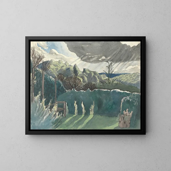 Landskap - Paul Nash — inramlat konstverk på väggen