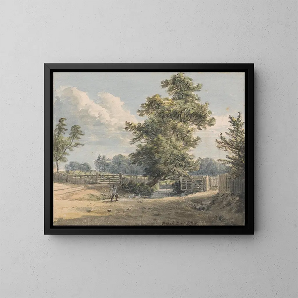 Längd: 40 cm x 50 cm, olja på duk, 1700-talet. Målning av Paul Sandby — inramlat konstverk på väggen