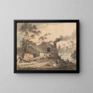 järnsmide vid Kent-floden, Westmorland - Paul Sandby — inramlat konstverk på väggen