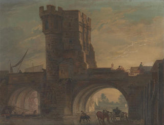 Gamla bron i Shrewsbury - Paul Sandby — vy av konstverket
