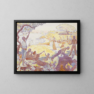 À l'époque de l'harmonie La joie de vivre Dimanche au bord de la mer - Paul Signac — inramlat konstverk på väggen