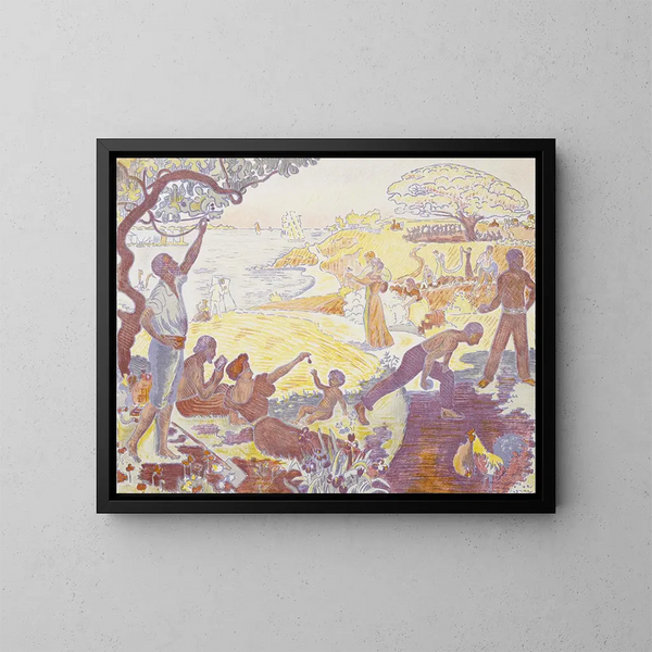 À l'époque de l'harmonie La joie de vivre Dimanche au bord de la mer - Paul Signac — inramlat konstverk på väggen